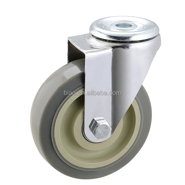 Medium duty swivel threaded stem m12 TPR bolt hole caster wheel