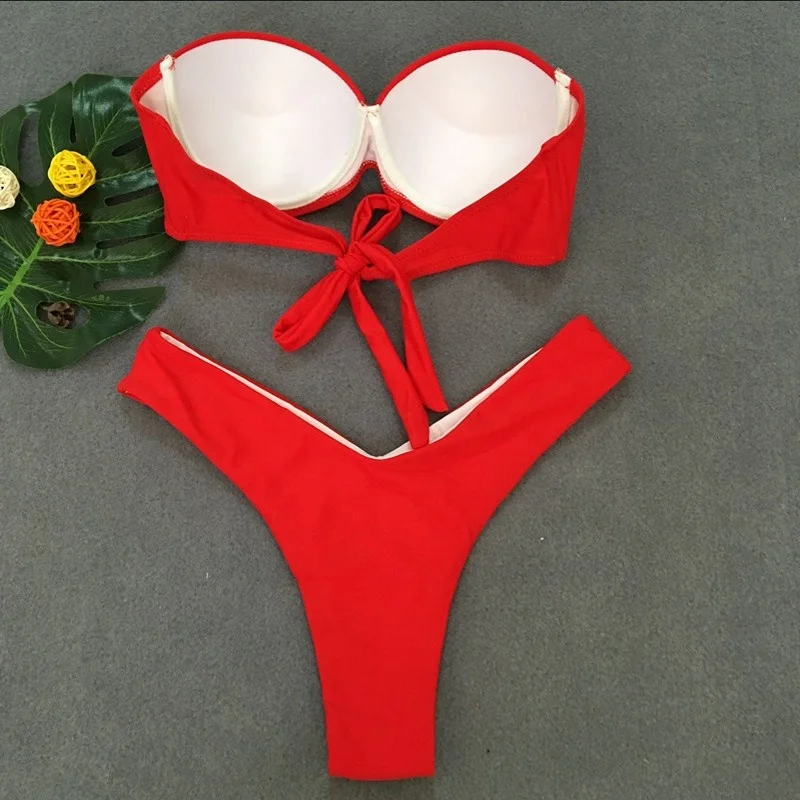 New design best selling sexy polyester swimwear women bandage leopard bikini