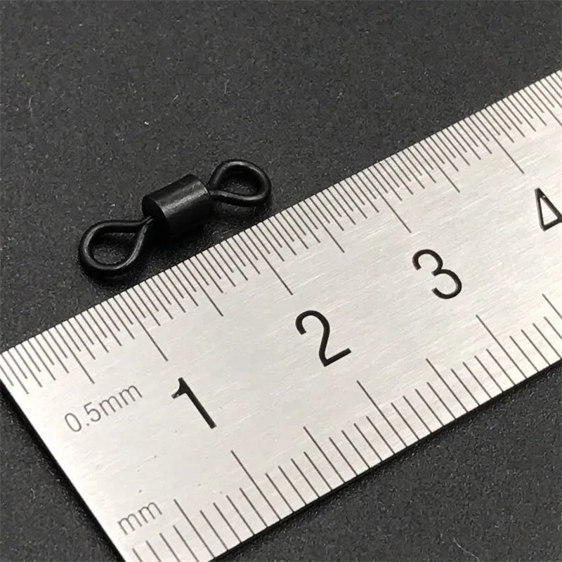 carp fishing accessories size 8 Rolling swivels matte black color for hook rigs