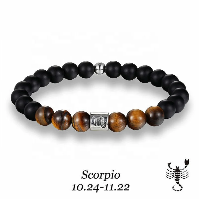 
Onxy Natural Stone Beads Bracelet, 12 Zodiac Bracelet For Men Jewelry 