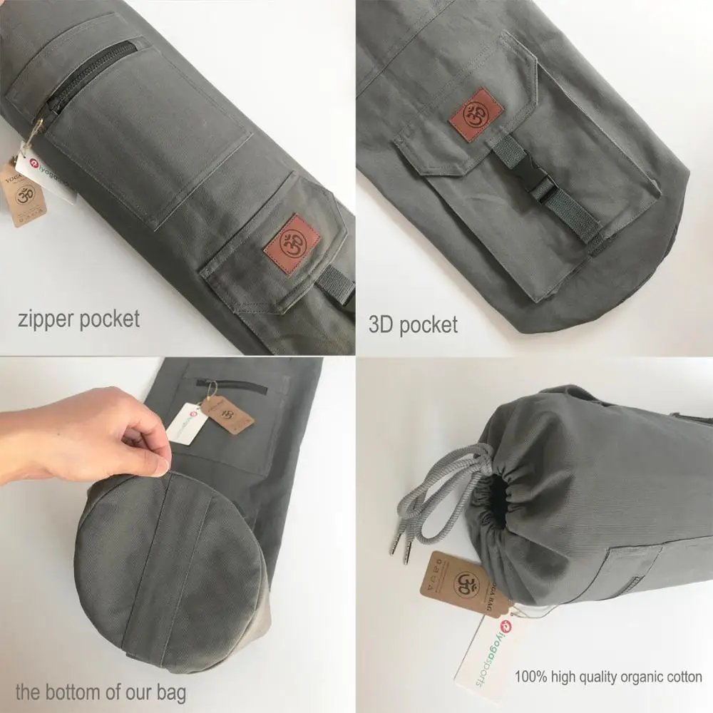 
100% organic cotton yoga mat bag high quality cotton yoga bag with 2 pocket designed by iyogasports 