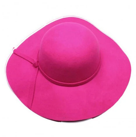 Women Vintage Wide Brim Wool Felt Bowler Fedora Hat Floppy Cloche cap