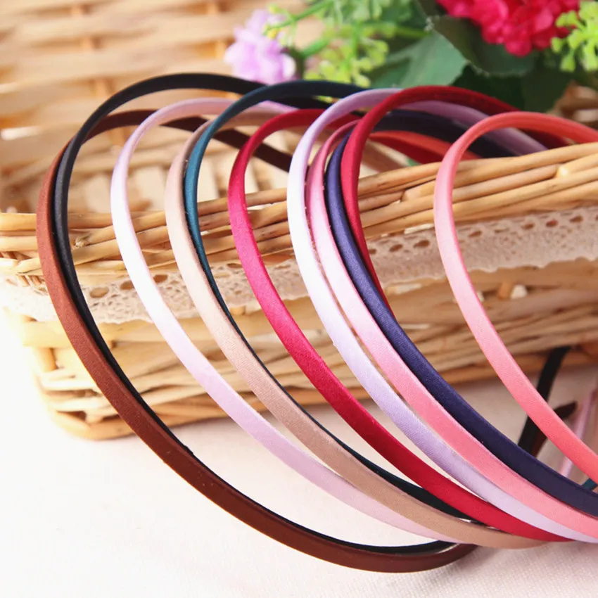 Good Quality Fabric Covered Metal Headband Girls Hairband Headwrap for DIY Hair Accessories Headwear 100 pcs/lot 20 Colors