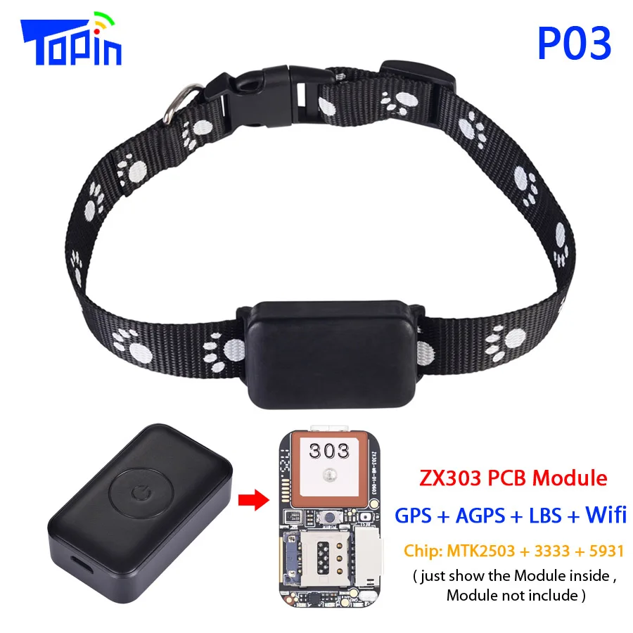 GPS-трекер P03 для домашних животных устройство слежения с функцией Wi-Fi и LBS собак