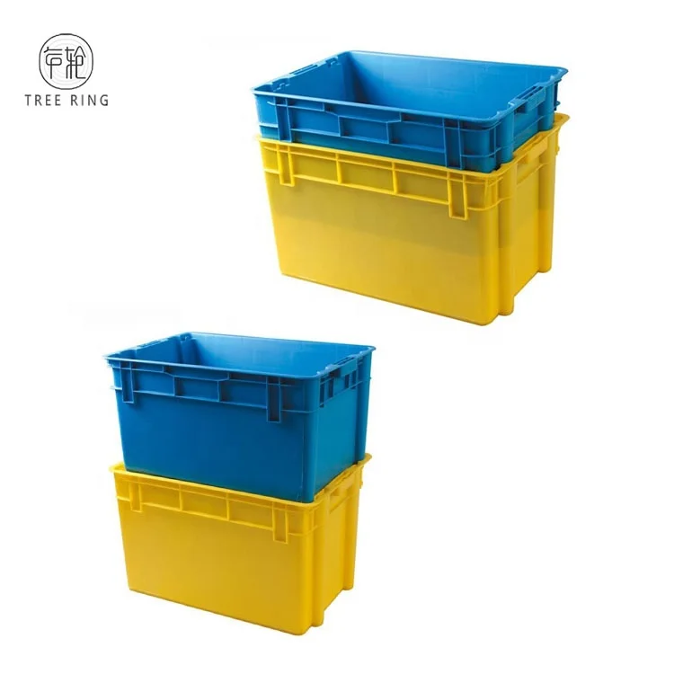 65L Heavy Duty Scale Solid Stack Nest Strong Wall Plastic Logistic Storage Totes Container For Garment Storage