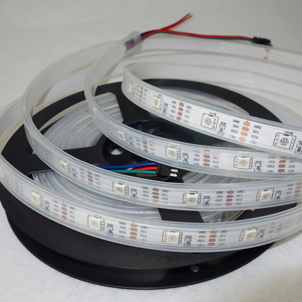 ip67 waterproof LED strip light 5m 30LEDs/m SMD 5050 LED strip DC 5V double PCB rgb ws2813 APA102 PVC aluminum channel