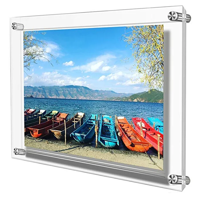 China supplier clear wall mounted custom acrylic floating frames for wholesale
