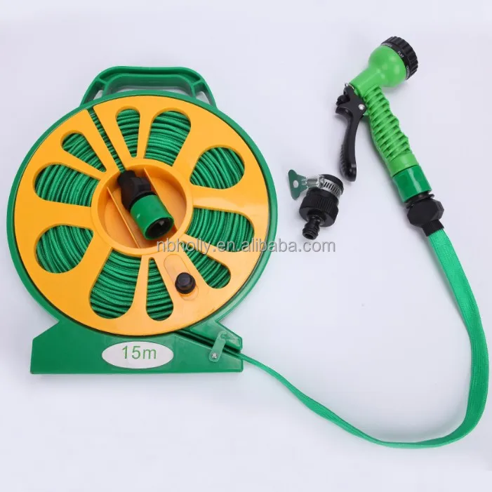 15M Retractable flat garden hose reel with hose