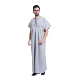A6165 men India tunic kaftan long sleeve loose Saudi Arab Daffah Muslim clothing Islamic black thobe