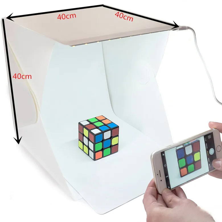 2017 hot selling portable 40*40*40cm mini photo studio softbox light kit