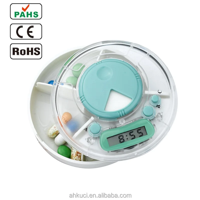 Оптовая продажа, Таймер сигнализации, пластиковая светодиодная подсветка, четыре группы, настройки будильника, таймер в виде таблетки