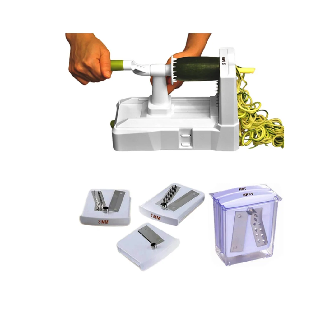 Спиральная овощерезка с 5 лезвиями для самой сильной и тяжелой спиральной резки, лучшая машина для приготовления овощей, макаронных спагетти с низким содержанием углерода, клея
