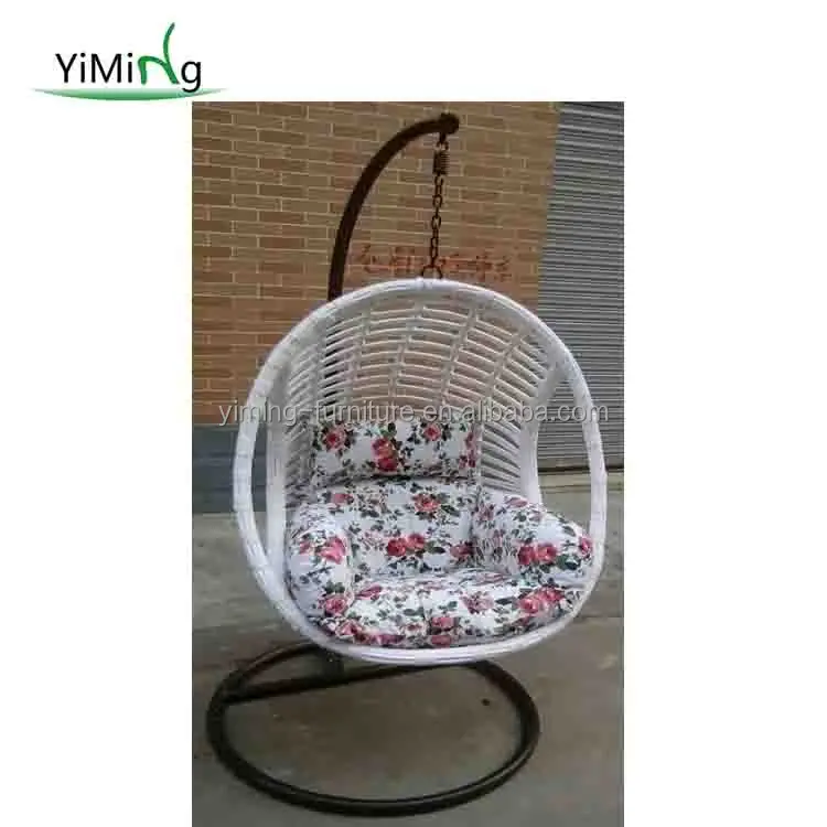 
12mm synthetic round wicker egg shape indoor and outdoor swing chair 