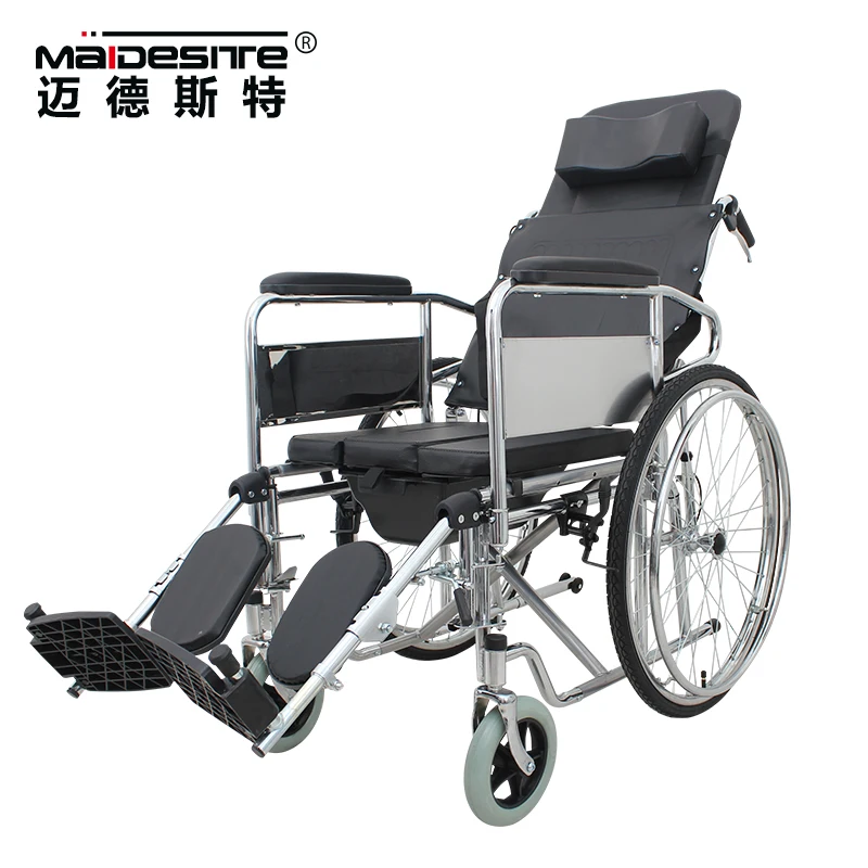 Foldable reclining manual wheelchair with inflatable big wheels cheapest price