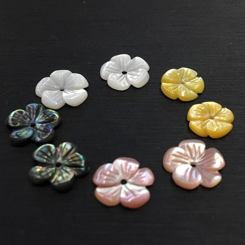 Abalone shell natural sea shell yellow plum blossom flower jewelry accessory charm 8-14mm
