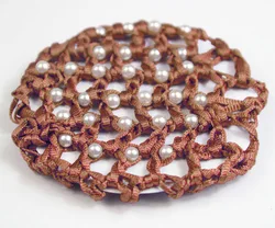HB00002  Women Dot Satin Flower Bun Cover Snood Hair Net Slumber Sleep Ballet Dance Skating Crochet Decor