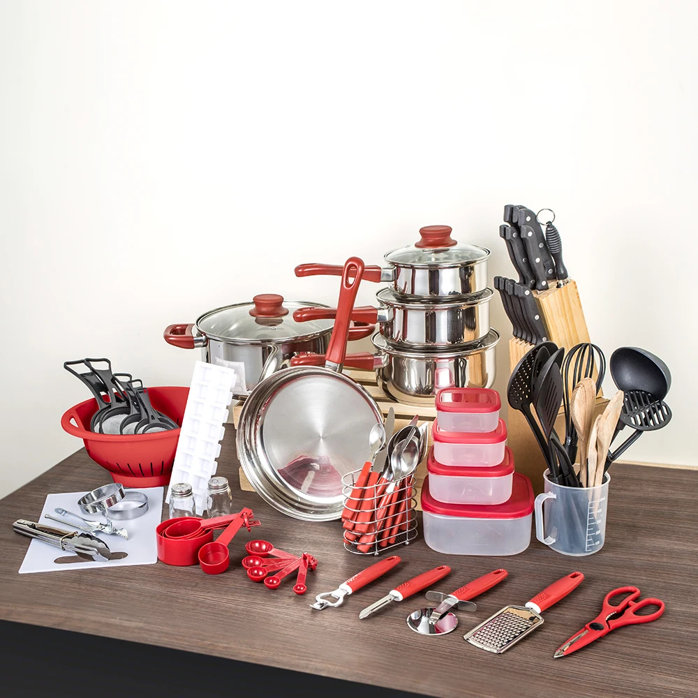 
80 предметов кухонная Антипригарная посуда из нержавеющей стали наборы кухонной утвари  (62149814826)