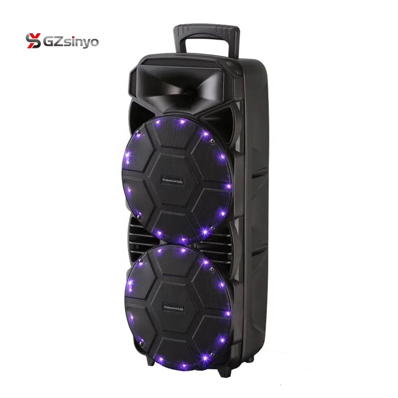 factory directly Private Mould Dual 8 inch portable audio player with colorful disco light wireless microphone trolley