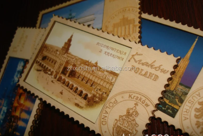 Sublimation ceramic 3D Wooden Souvenir Custom made european souvenir cities fridge magnet