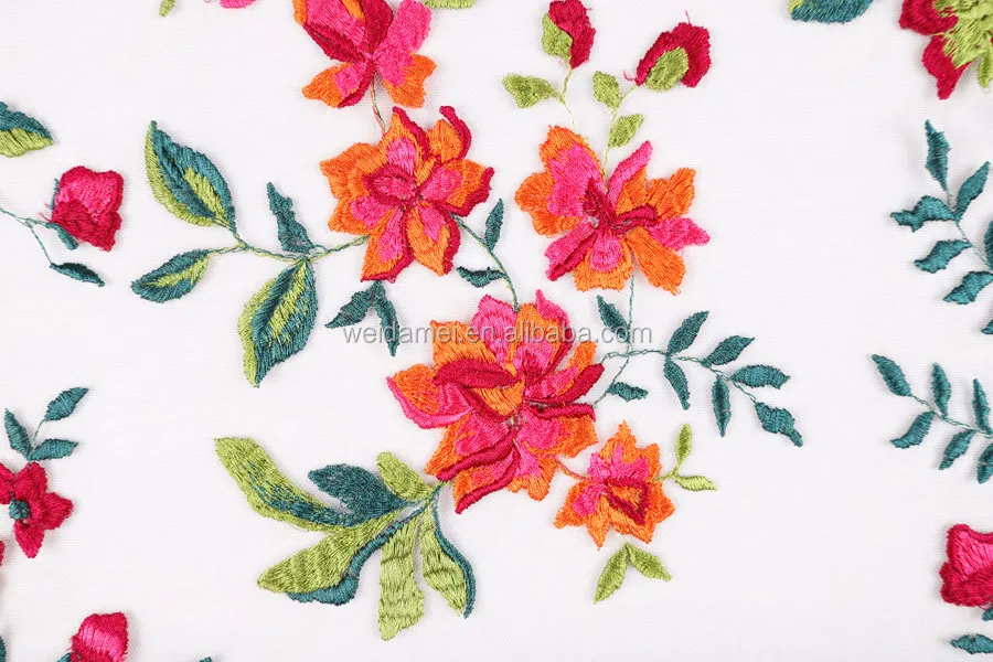 
Multi-color Lace Fabric Flower Mesh Embroidered Elegant Cheap Wedding Dress Tulle Lace Fabric 