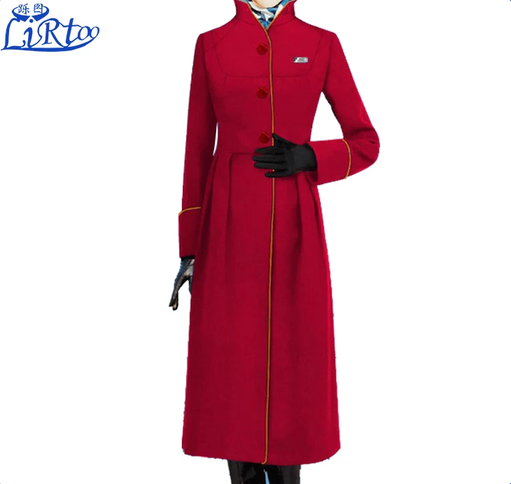 Stylish and elegant flight attendant coat oem air hostess uniform trench coat for ladies
