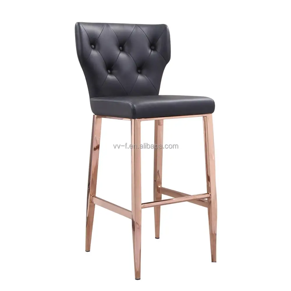 
high back leather seat bar chair gold 