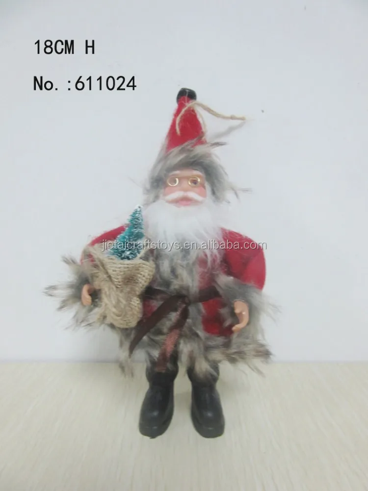 18CM christmas santa doll with sledding Christmas ornament xmas indoor desk decoration tree hanging