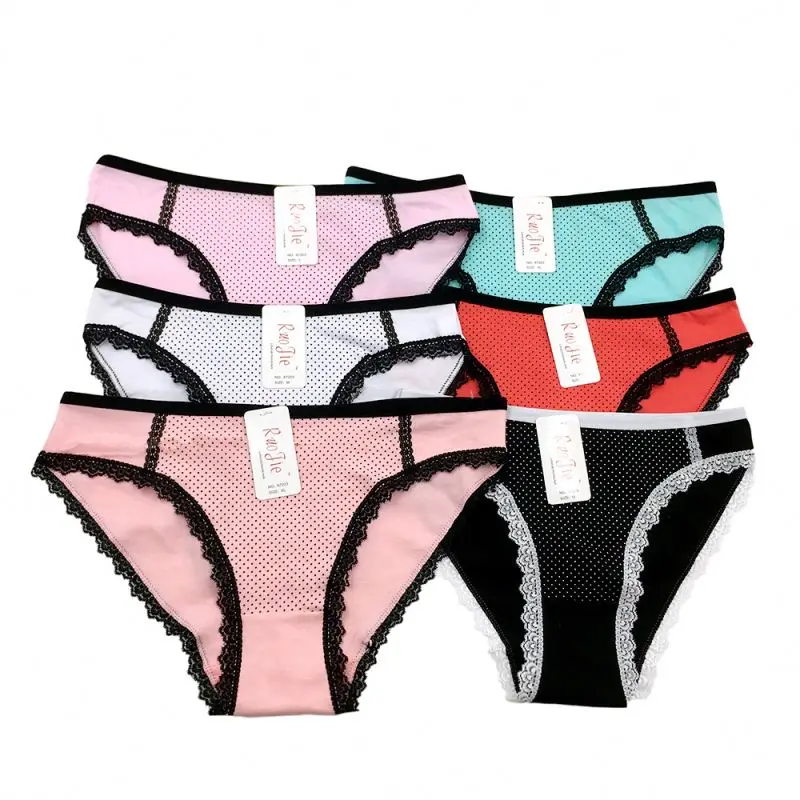 Best price female lace dot printed briefs underwear girls soft breathable panties
