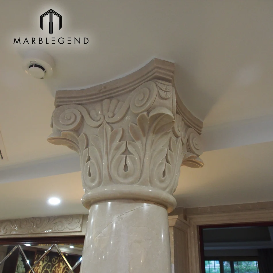 
factory price well polished venus beige marble column pillar design 