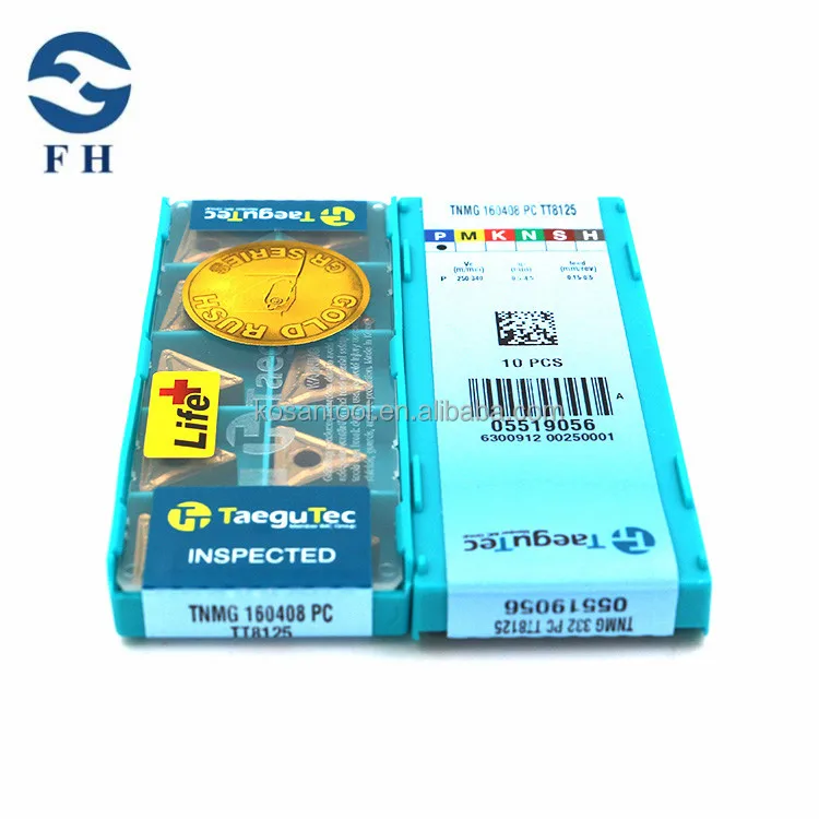 Taegutec Carbide inserts CNC cutting tools for steel application TNMG160408 PC TT8125