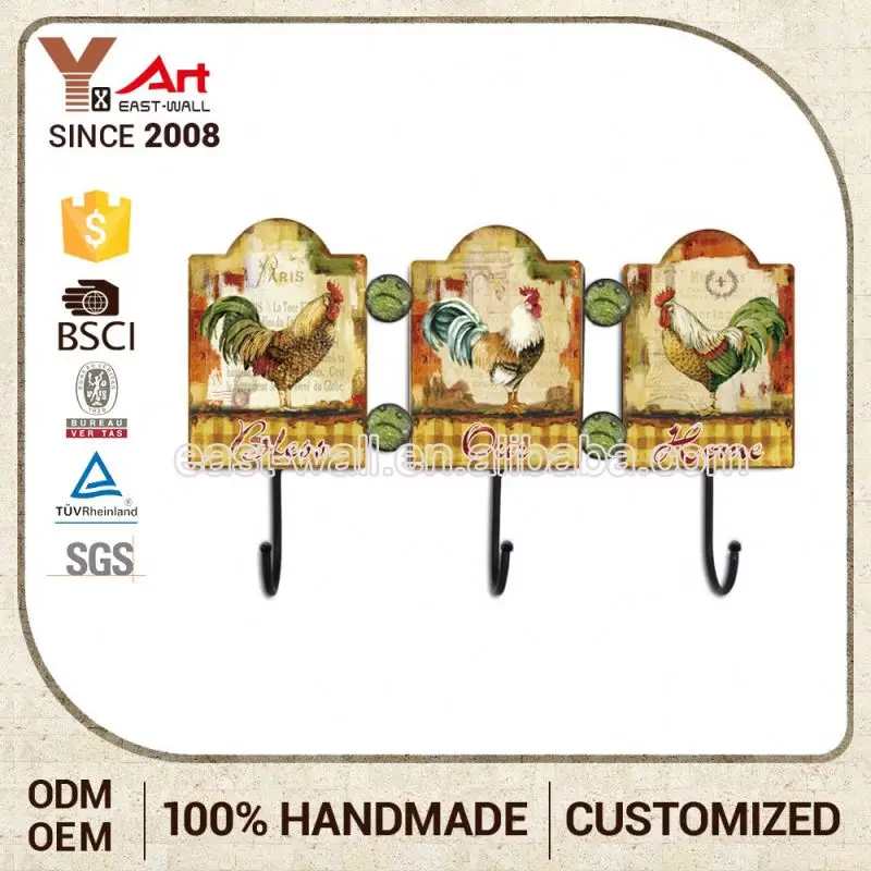 Hot-Stamping Fancy Iron Plaque Garden Wall Clothes Hanger Rack Hook