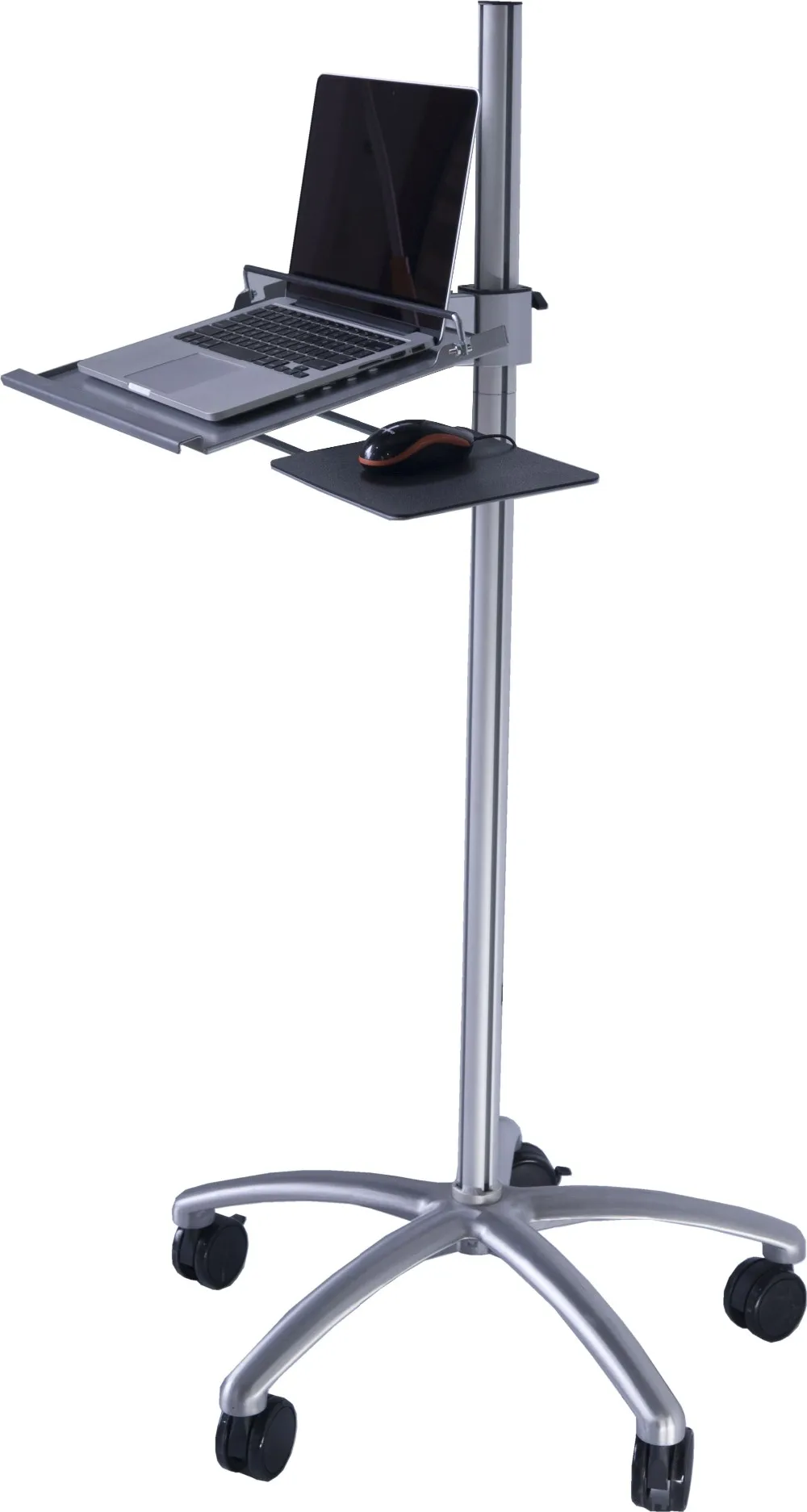 Adjustable height aluminum laptop stands with wheels