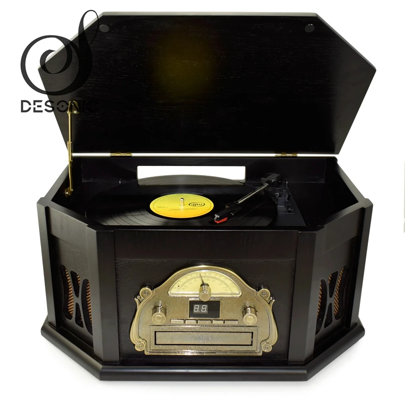 2019 hot sale antique gramophone & old record player turntable with CD, USB, SD, CASSETTE, RADIO