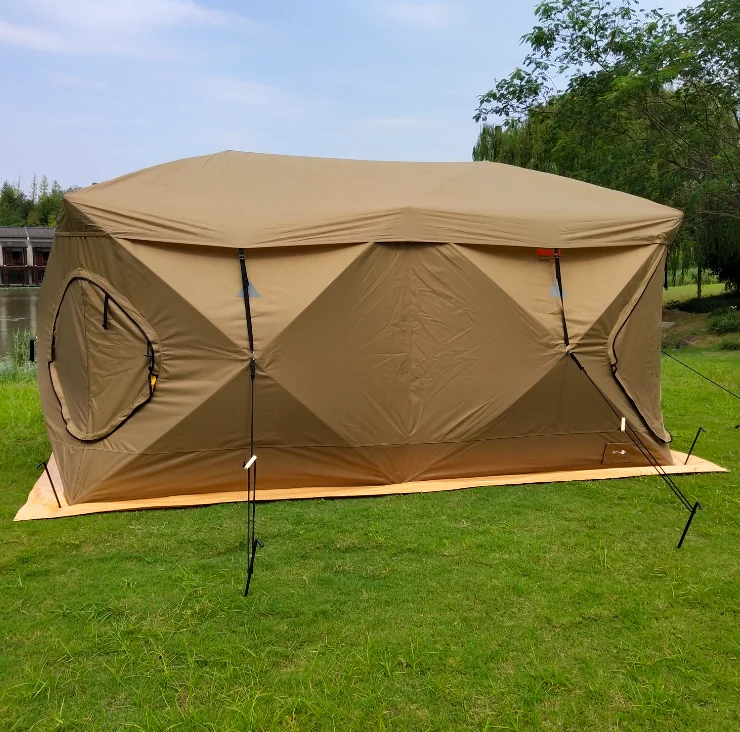 Automatic Oxford Canvas Pop Up Hub Quick Open Winter Ice Cube Fishing Tent