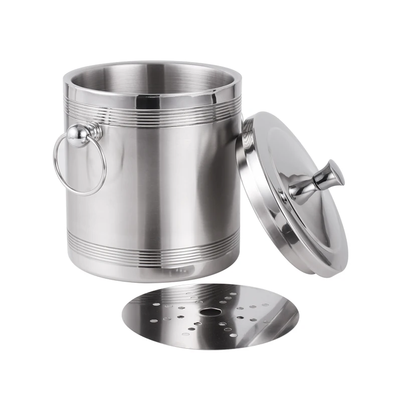 1L / 1.4L / 2L Stainless Steel Ice Bucket With Insulation For Hotel