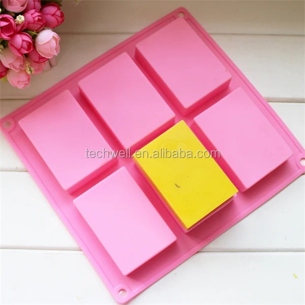 Rectangle 6 Cavitiies Soap Moulds Handmade Silicone Soap Mold for Soap Making