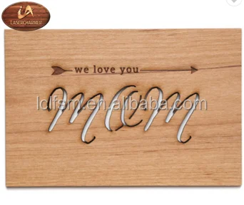 Карточка с надписью «I Love You Mom», деревянная резная карточка в подарок на день матери, подарок на день матери