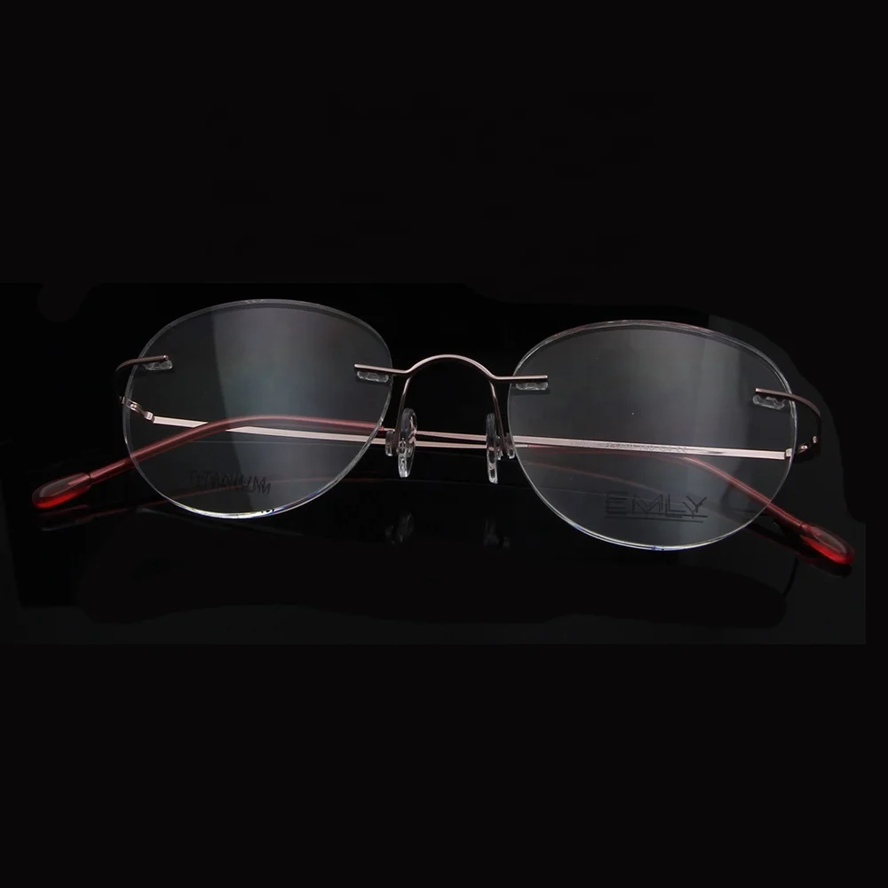 
NO MOQ popular eyewear titanium metal optical glasses frame titan rimless optical frames 
