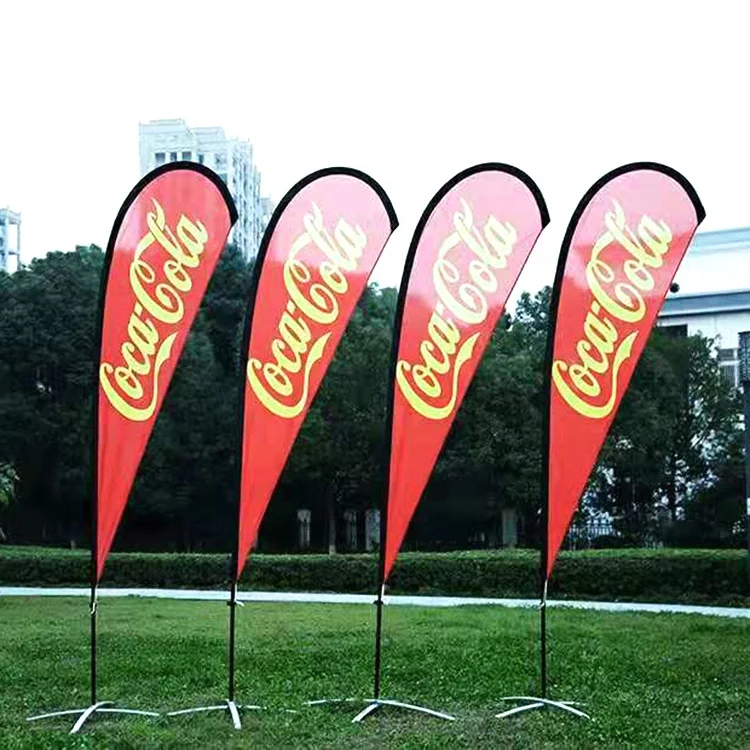 Custom Polyester Promotional Usage Advertising Exhibition Event Outdoor Feather Flying Beach Flag Banner Stand