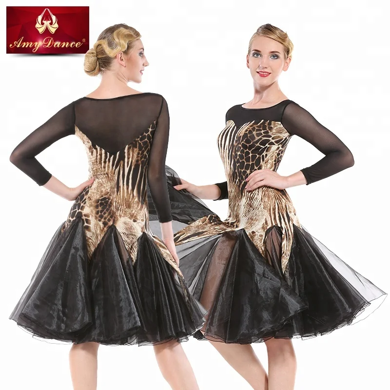 
Hight end fluffy organza hem female women professional latin training dance wear dresses with BRA pads include latin dance costume 