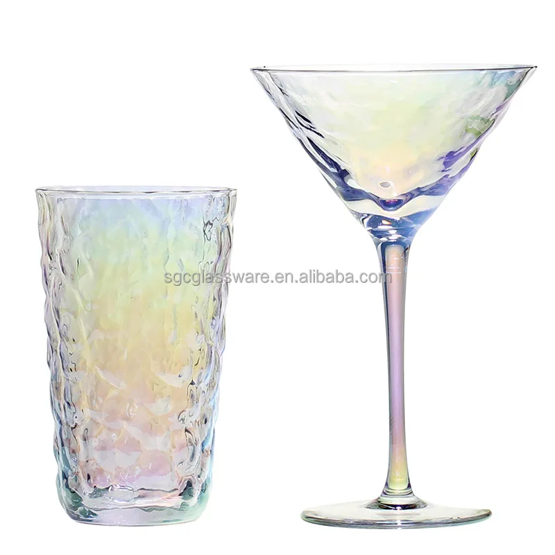 SXGC unfairness unique uneven surface texture glasses fancy transparent gradient color wine glass with liquid luster
