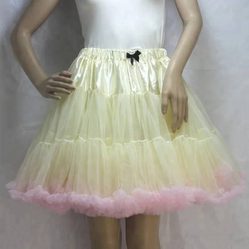 Fashion Soft Teenage Girl Women Tutu Skirt Extra Fluffy Ivory Ladies Tulle Petticoat