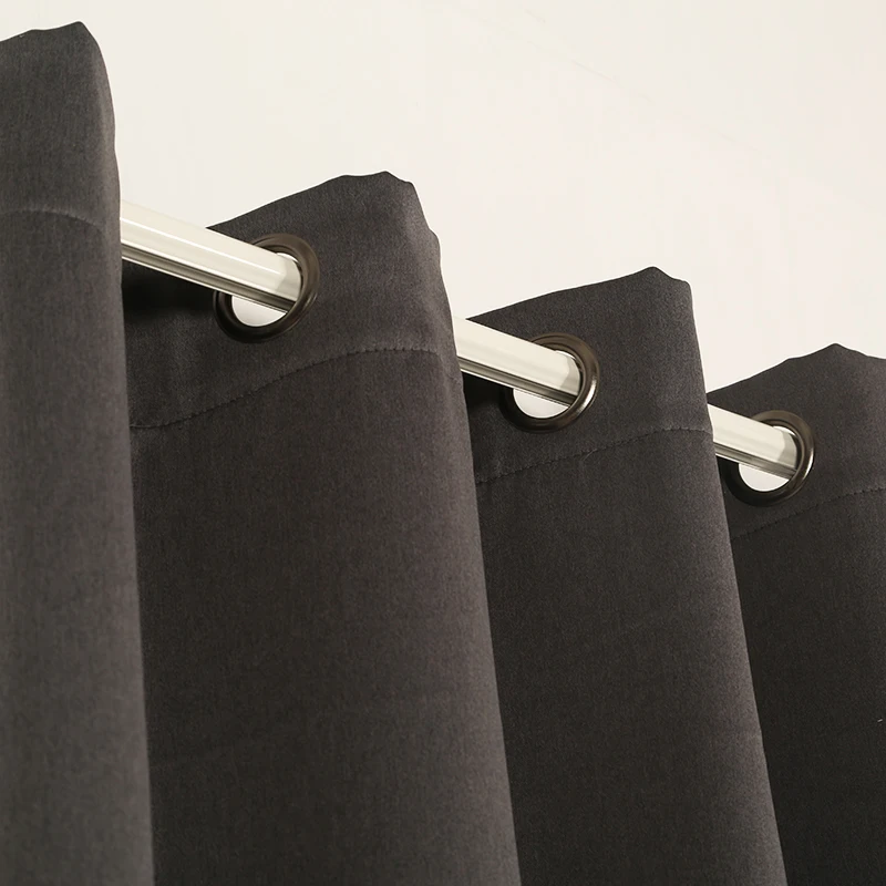 100% polyester material dyed yarn black solid fabric blackout window curtain