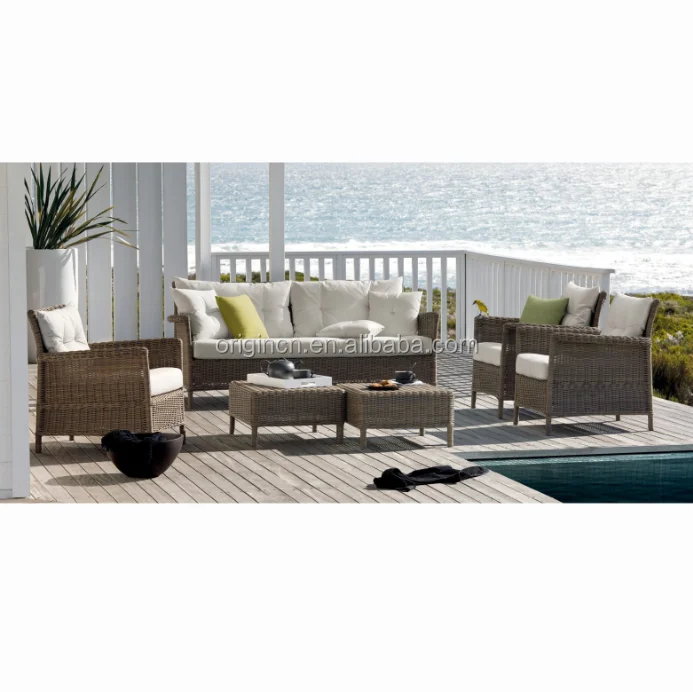 Round ratan woven outdoor lounge furniture set garden coffee table and wicker asian sofa (60806952752)
