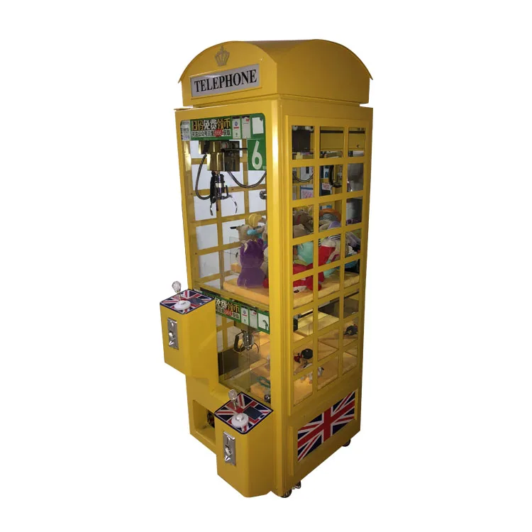 coin operated claw crane arcade prize vending machine |high quality metal british style telephone claw machine for sale