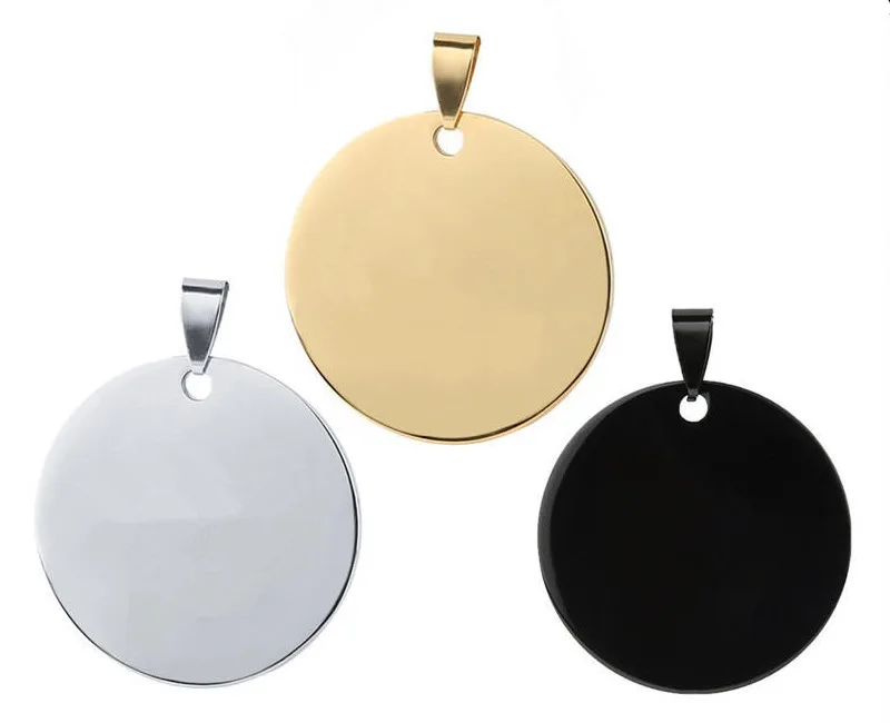 
bulk custom metal necklace chain anodized aluminum round shape blank dog tag 