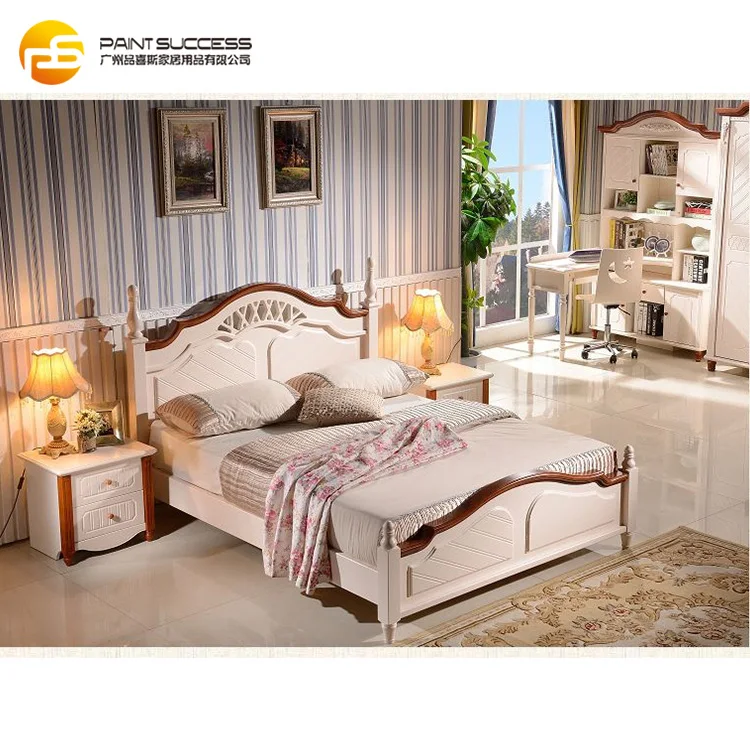 Custom American style wooden king beds chesterfield bedroom furniture set classic design wooden bed design furniture