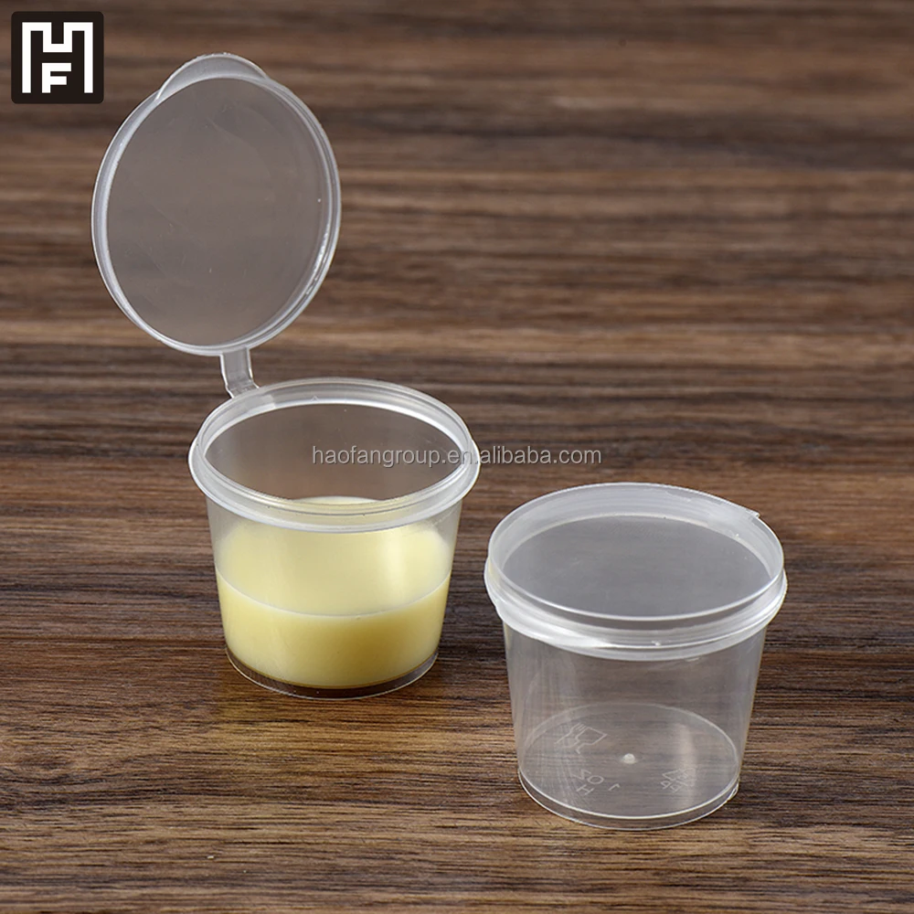 
 Mini clear 1oz plastic PP fruit salad sauce cup with lid  