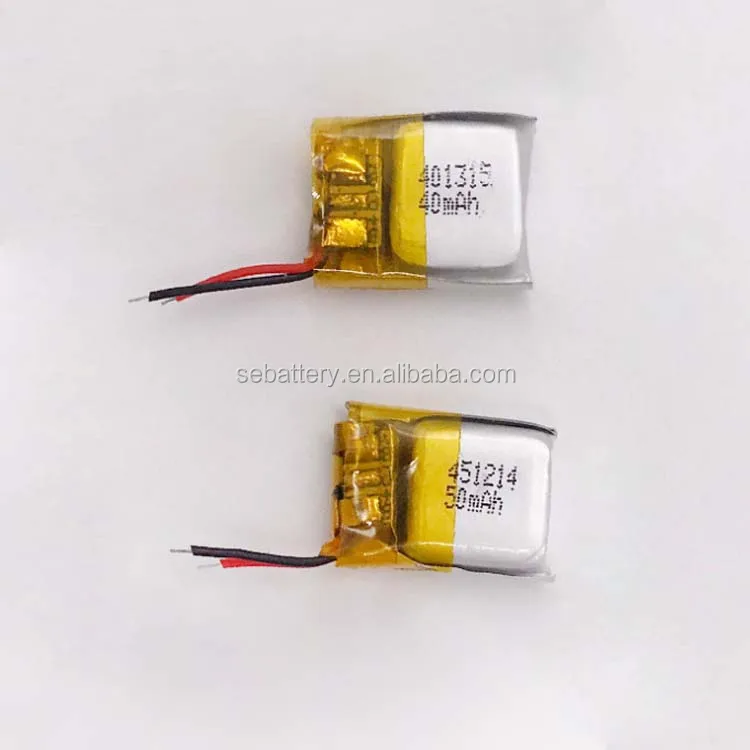 Smallest Li-ion polymer LP451214 50mAh 3.7V batteries lithium ion Li-polymer battery guangzhou battery