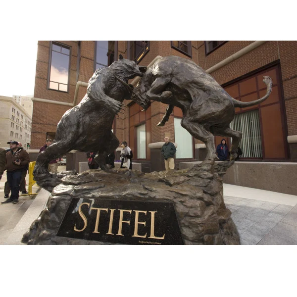 Outdoor use Bronze Bull and Bear Sculpture for outdoor decoration
